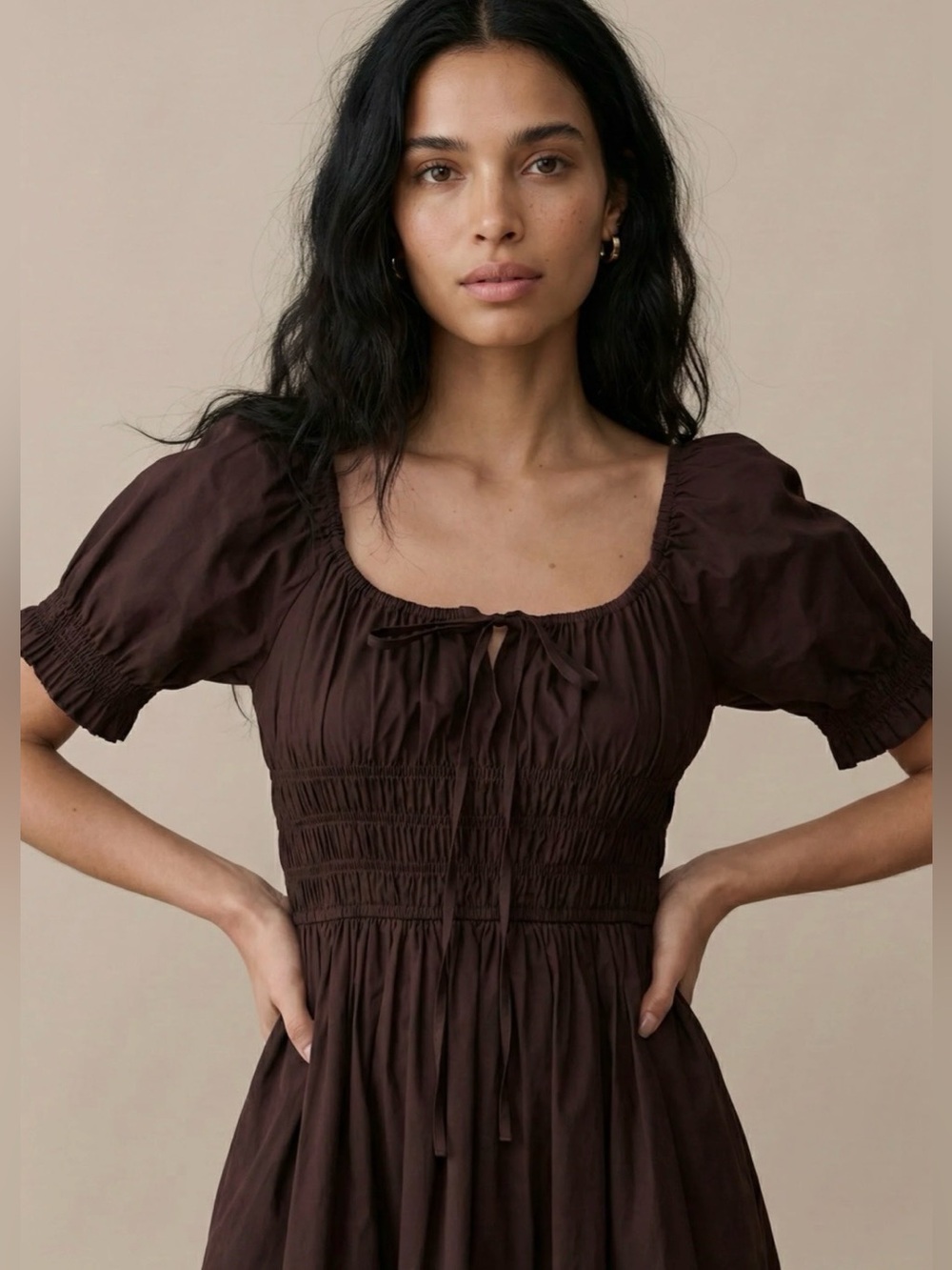 Sorella Fenella Cotton Dress M Dark Coffee NWT Ralph Lauren Factory